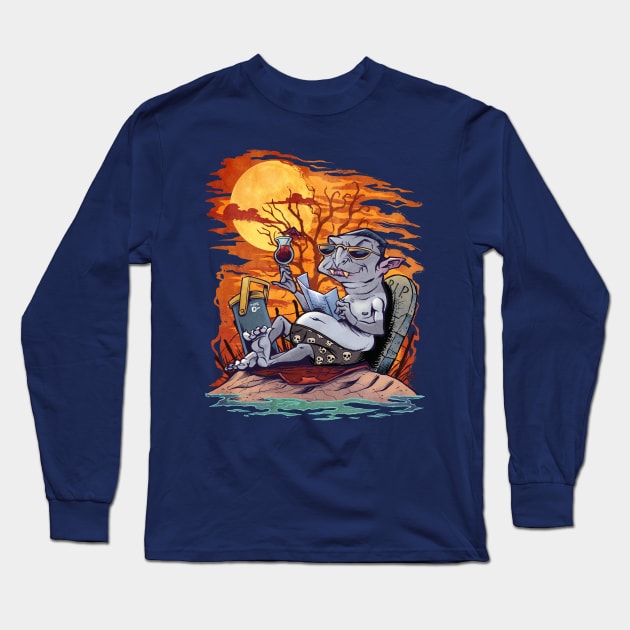 Dracula at the Beach Long Sleeve T-Shirt by FlylandDesigns